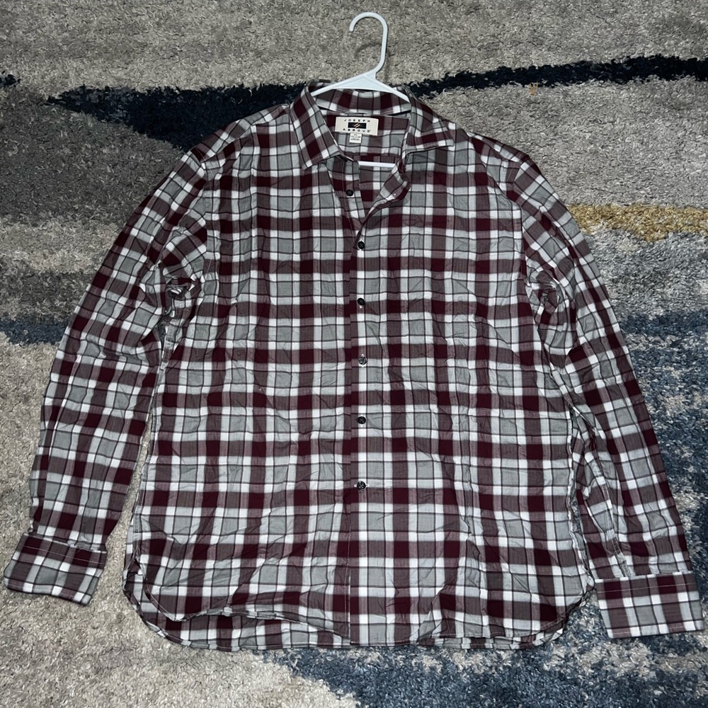 Joseph Abboud Red and White Casual Button Down Shirt